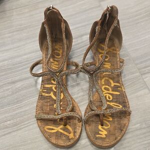Sam Edelman Brown And Gold Sandals